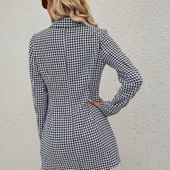 Houndstooth Print Double Breasted Blazer Dress or - Picture 5 of 6